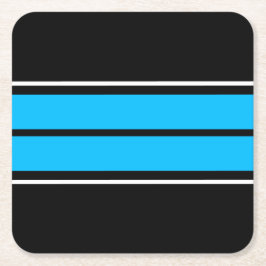 Sporty Bold Himmel Blue White Tävla Rand Underlägg Papper Kvadrat