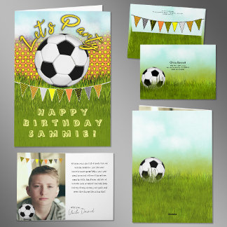Sporty Boys Soccer Birthday Card With Photo Space  Kort
