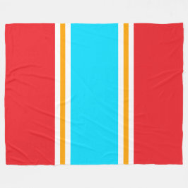 Sporty Bright Aqua Gult Red White Tävla Rand Fleecefilt