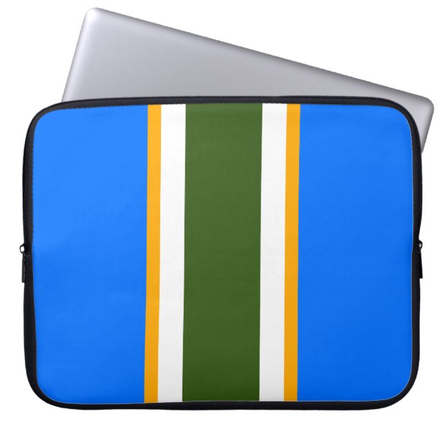 Sporty Bright Blue White Fold Forest Grönt Rand Laptop Fodral (Framsidan)