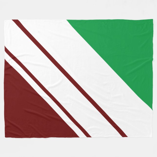 Sporty Bright Grönt Deep Red White Rand Fleecefilt (Framsidan (Horisontell))