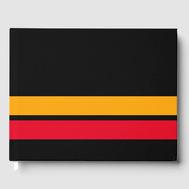 Sporty Bright Gult Red Tävla Rand on Black Gästböcker (Framsida)