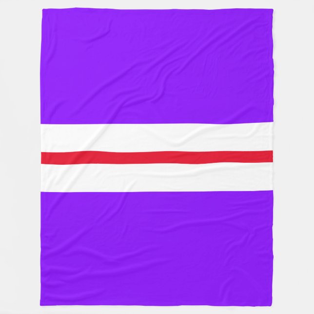 Sporty Bright Lila Slim Red White Tävla Rand Fleecefilt (Framsidan)