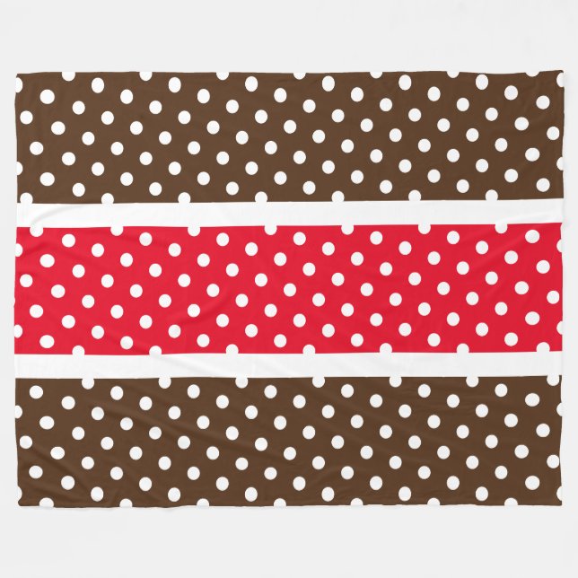 Sporty Bright Red Brown White Polka dots Rand Fleecefilt (Framsidan (Horisontell))