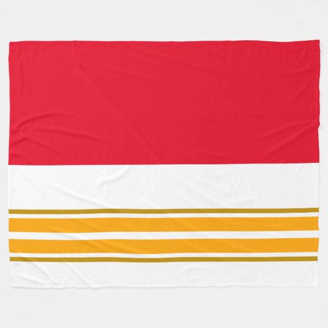 Sporty Bright Red White Twin Gult Tävla Rand Fleecefilt (Framsidan (Horisontell))