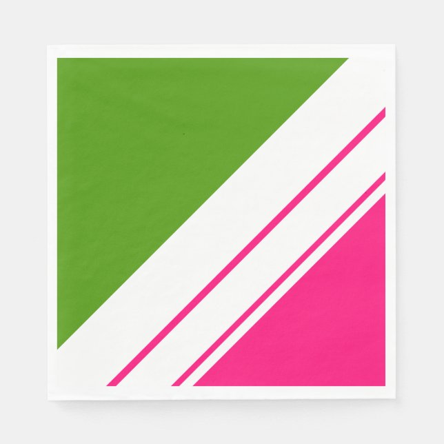 Sporty Bright Rosa Lime Green Wide White Rand Pappersservett (Framsidan)