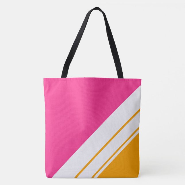 Sporty Bright Rosa Orange White Tävla Rand Tygkasse (Framsida)