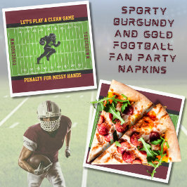 Sporty Burgundy och Guld Football Fläkt Napkins Pappersservett
