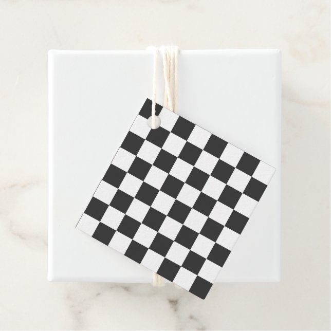 Sporty Checkerboard Black White Large Timeless Gåvor Etiketter (På plats)