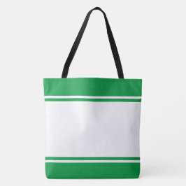 Sporty Chic Wide White Kelly Grönt Tävla Rand Tygkasse