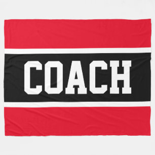 Sporty COACH Bright Red Black Athletic Rand Fleecefilt