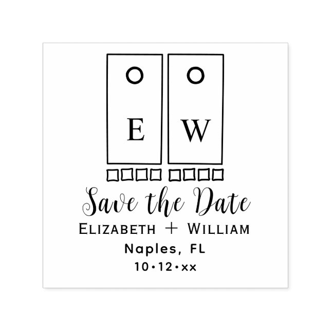 Sporty Cornhole Toss Game and Bags Spara datumet Självfärgande Stämpel (Design)