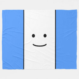 Sporty Cute Smily Ansikte Bright Blue White Rand Fleecefilt