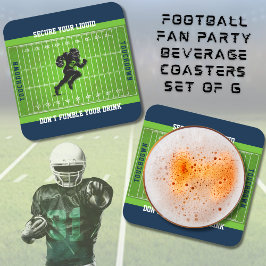 Sporty Football Navy and Green Man Cave Bar Underlägg Papper Kvadrat