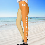 Sporty för sommartid, Beach Time, namngiven Leggings<br><div class="desc">Sporten Sporty har namnet Design vid sommartid. Den här unika designen har två olika färg, ljusbrun och orange. Det är mycket enkelt att anpassa, bara lägga till ditt namn. Den kommer att tryckas på båda sidor av lagarna. Texten på det lämnat benet är "SOMMER TIME" och texten på högernas ben...</div>