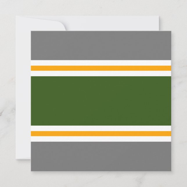 Sporty Forest Green Orange Gray Racing Stripes  Inbjudningar (Framsida)