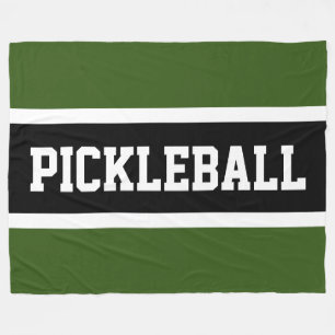 Sporty Forest Grönt Black White PICKLEBALL Rand Fleecefilt
