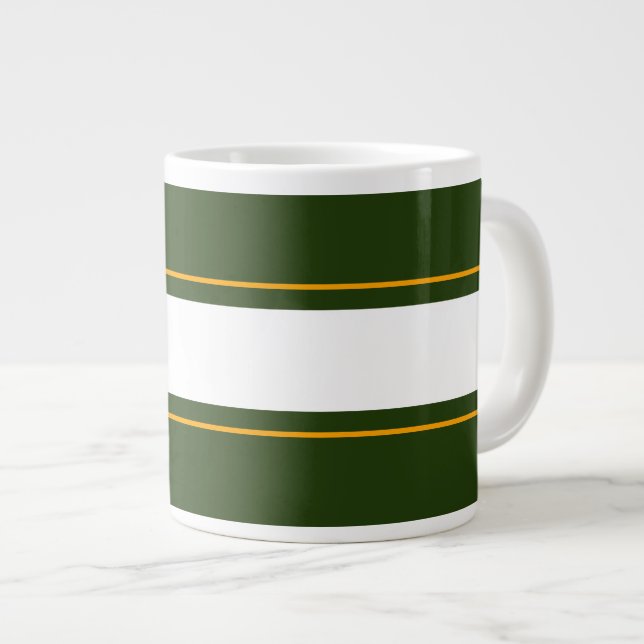 Sporty Forest Grönt Gult White Tävla Rand Jumbo Mugg (Framsida höger)