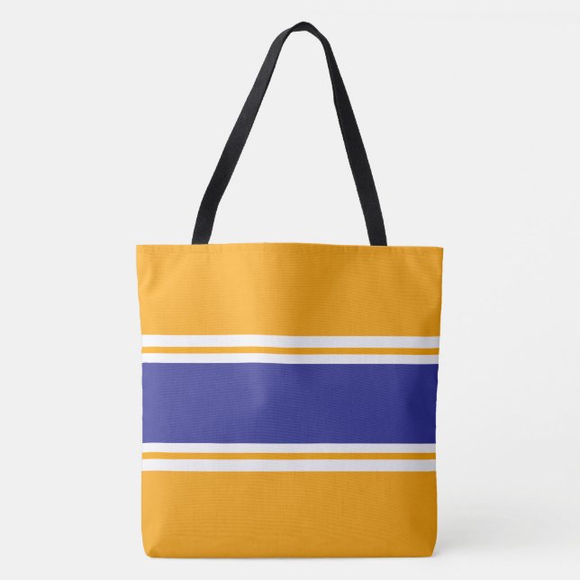 Sporty Fun Bright Orange Blue White Racing Stripes Tygkasse (Framsida)