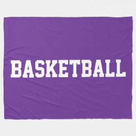 Sporty Fun White BASKETBALL Text On Royal Purple Fleecefilt