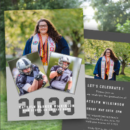 Sporty Girl Modern Bold Script 4 Photo Studenten Inbjudningar