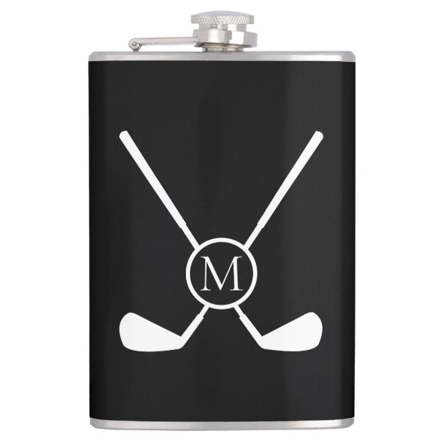 Sporty Golf Clubs Illustration White Monogram Fickplunta (Framsidan)