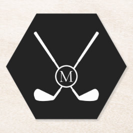 Sporty Golf Clubs Illustration White Monogram M  Underlägg Papper