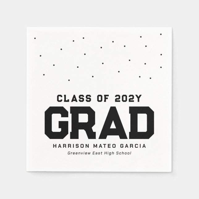 Sporty grad idrottsman black personlig studenten pappersservett (Framsidan)