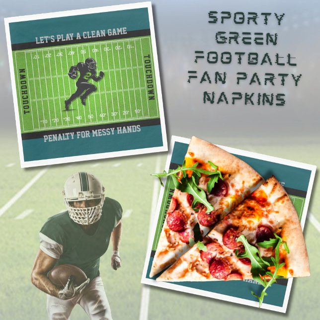 Sporty Grönt Football Fläkt Party Napkins Pappersservett (Tackle the mess on Game Day with these fun and functional football party napkins! )