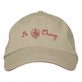 Sporty Khaki "BE the change" Broderad Keps
