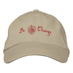 Sporty Khaki "BE the change" Broderad Keps