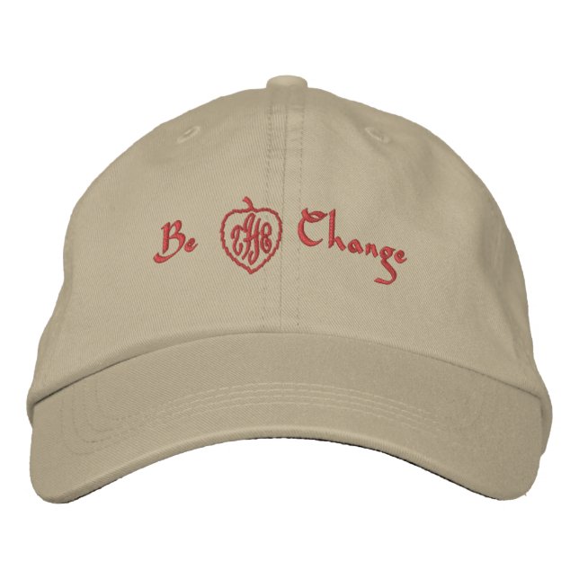 Sporty Khaki "BE the change" Broderad Keps (Framsida)
