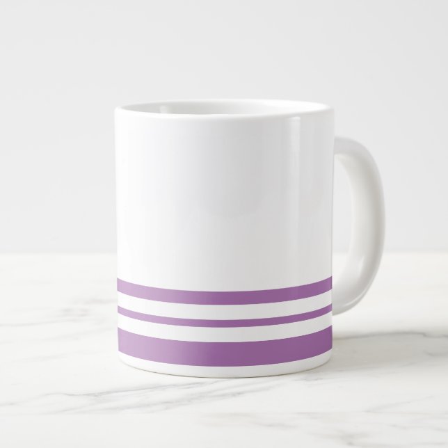 Sporty Lavender White Bold Grund Tävla Rand Jumbo Mugg (Framsida höger)