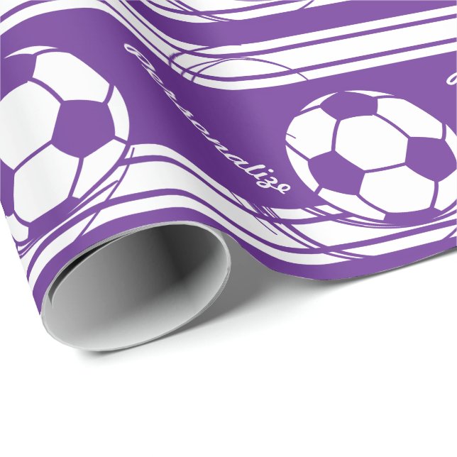 Sporty Lila Soccer Ball Presentpapper (Rullad Hörn)