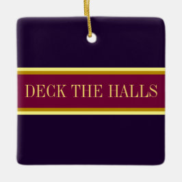 Sporty Modern Mörk Lila "DECK THE HALLS" Rand Julgransprydnad Keramik