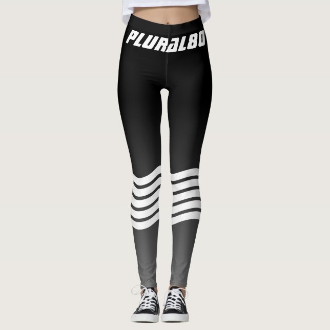 Sporty monogrammad svart grått-övertoning leggings (Framsida)