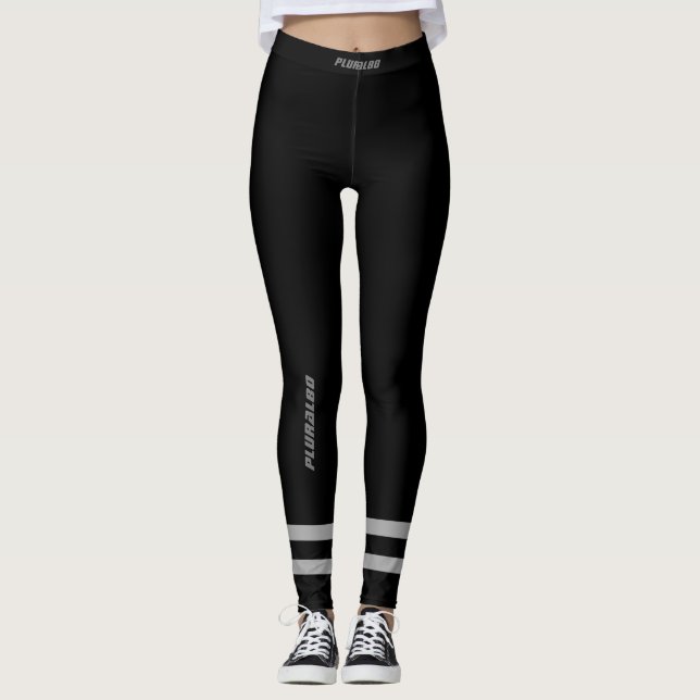 Sporty monogramme, svart grått leggings (Framsida)