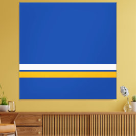 Sporty Nautical Blue Gult White Tävla Rand Canvastryck