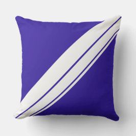 Sporty Nautical Royal Blue White Tävla Rand Kudde