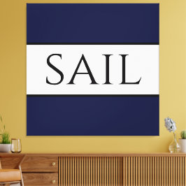 Sporty Navy Blue White Rand Canvastryck