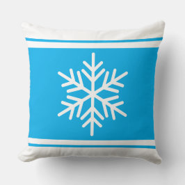 Sporty Nordic Snowflake Azure Blue White Rand Kudde