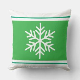 Sporty Nordic Snowflake Bright Grönt White Rand Kudde
