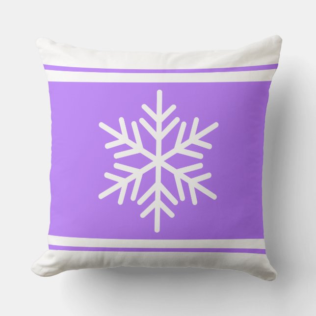 Sporty Nordic Snowflake Light Lila White Rand Kudde (Framsida)