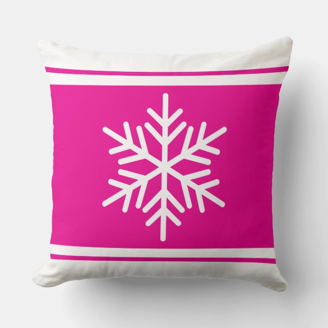 Sporty Nordic Snowflake Söt Rosa White Rand Kudde (Framsida)