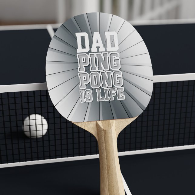 Sporty Pappa Faux Chrome Ping Pong is Life Funny Pingisracket (Ping Pong is Life!! Add your initials to this Ping Pong Paddle)