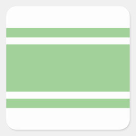 Sporty Pastel Sage Grönt Tävla Rand Vit Fyrkantigt Klistermärke