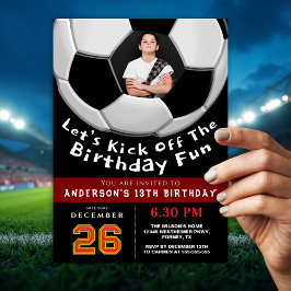 Sporty Photo Birthday Invitation For Boys | Soccer Inbjudningar