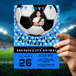 Sporty Photo Birthday Party Invitation | Soccer Inbjudningar