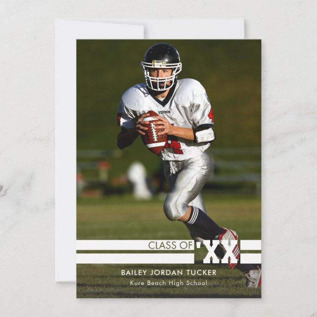 Sporty Photo Studenten Announcement Black & White Meddelande (Framsida)