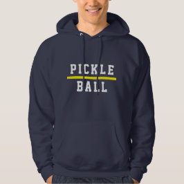 Sporty PICKLEBALL Gult Rand på marinblått Hoodie